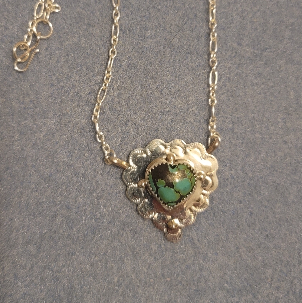SOLD!! Blackjack turquoise heart necklace.